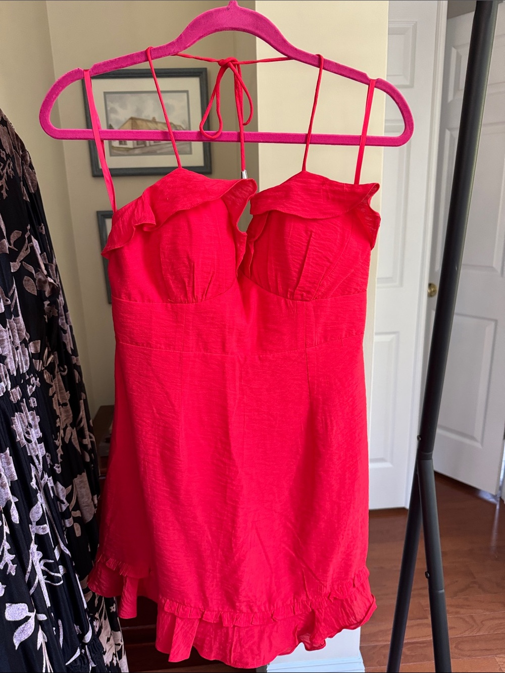 Girls Bright Pink Ruffled One-Piece Dress